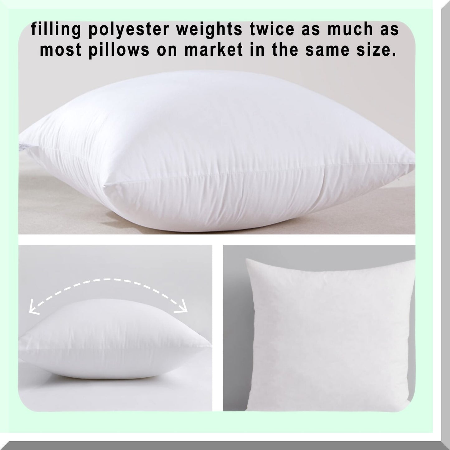 White Cotton Bliss Pillow Set - 16x16 Throw Pillows for Couch Bed Sofa - Soft Polyester Filling - Set of 4 Inserts - Decorative Cushions