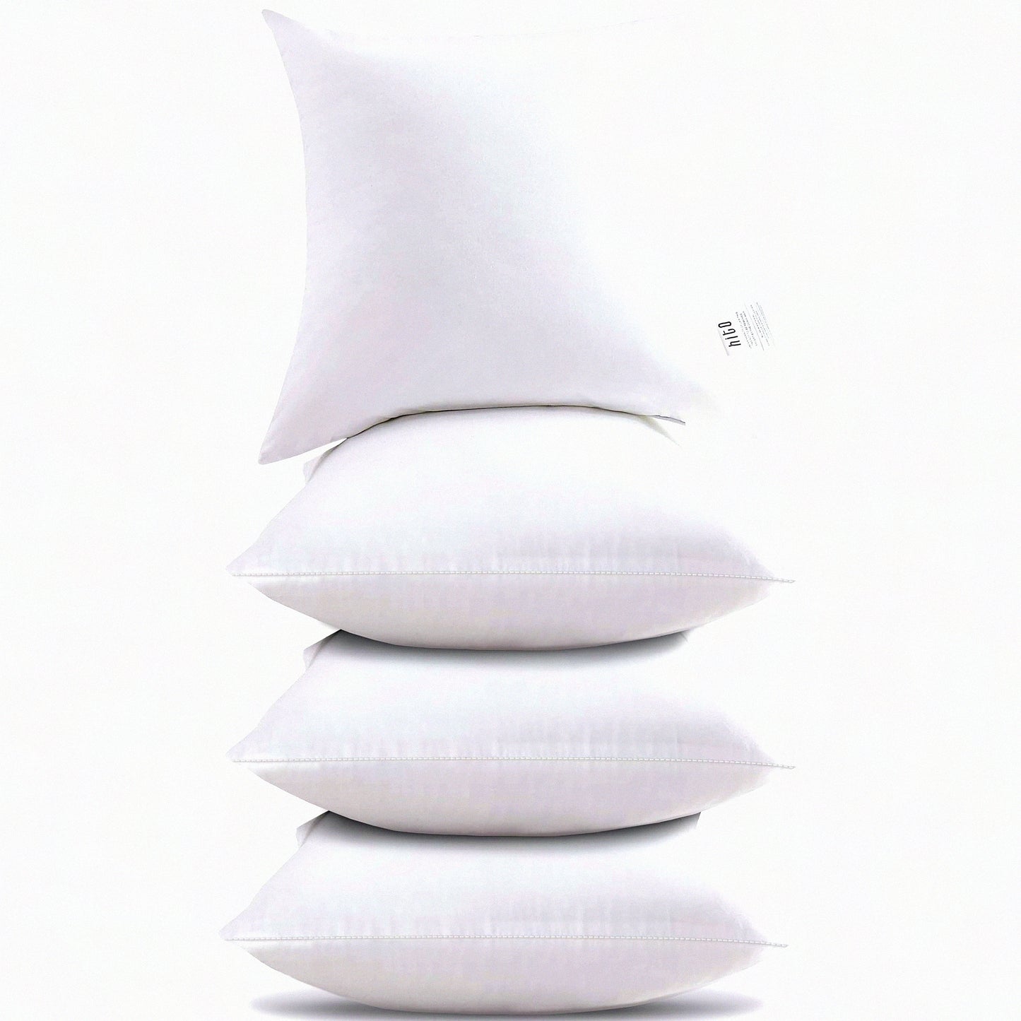 White Cotton Bliss Pillow Set - 16x16 Throw Pillows for Couch Bed Sofa - Soft Polyester Filling - Set of 4 Inserts - Decorative Cushions