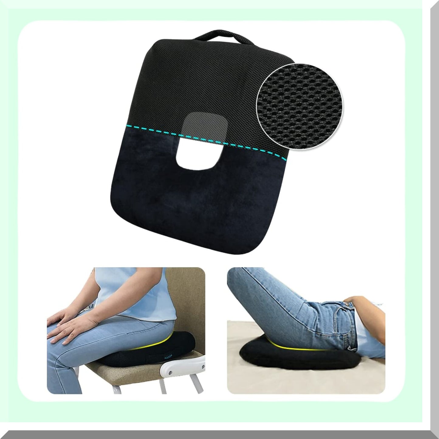 ComfortCare Coccyx Relief Cushion - Orthopedic Donut Pillow for Tailbone Pain, Bed Sores, Postpartum, Hemorrhoids - Pressure Relief Seat Cushion for Butt Sitting - Doughnut Ring Pillow for Ear Head Relief