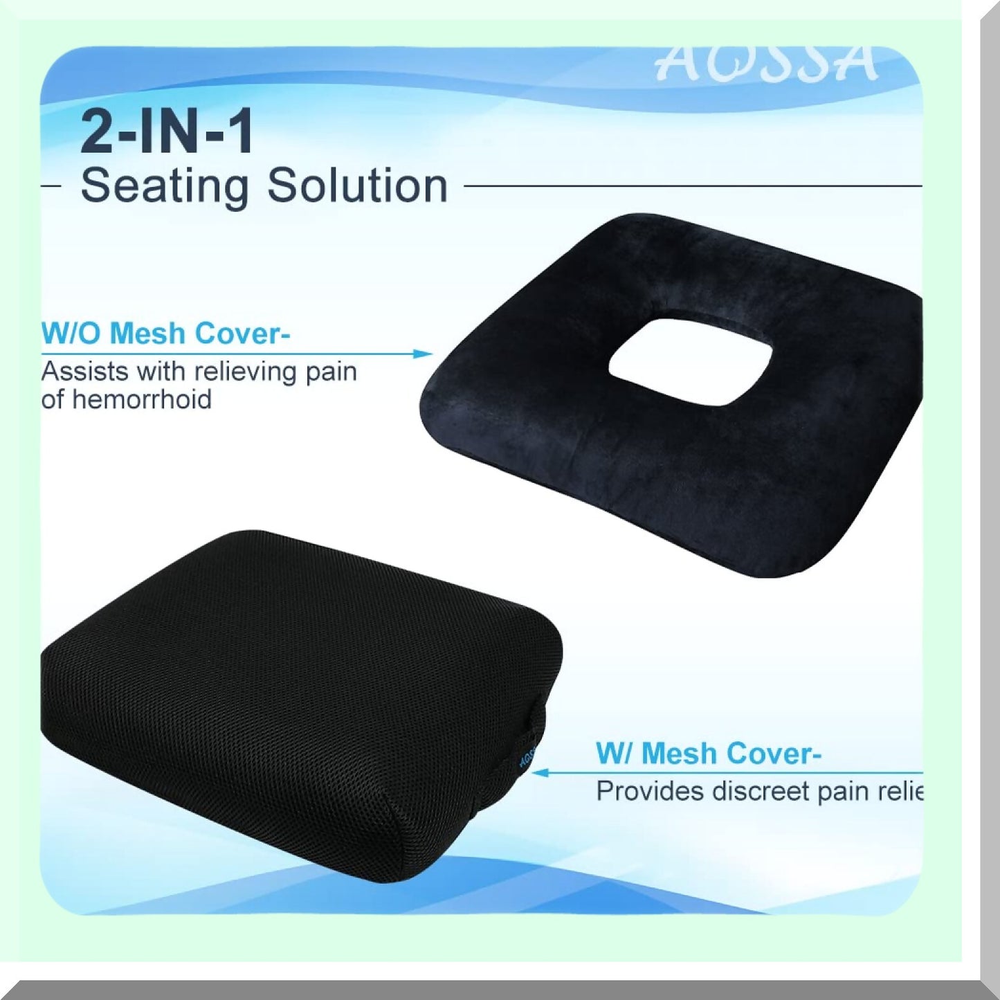 ComfortCare Coccyx Relief Cushion - Orthopedic Donut Pillow for Tailbone Pain, Bed Sores, Postpartum, Hemorrhoids - Pressure Relief Seat Cushion for Butt Sitting - Doughnut Ring Pillow for Ear Head Relief