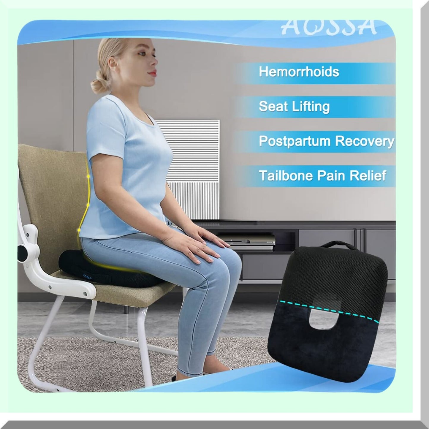 ComfortCare Coccyx Relief Cushion - Orthopedic Donut Pillow for Tailbone Pain, Bed Sores, Postpartum, Hemorrhoids - Pressure Relief Seat Cushion for Butt Sitting - Doughnut Ring Pillow for Ear Head Relief