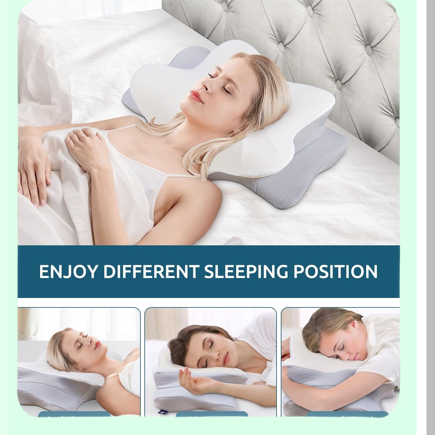 OrthoRelax Memory Foam Neck Pillow - Ergonomic Contour Support for Side, Back, Stomach Sleeper - Washable Pillowcase - Pain Relief & Comfort