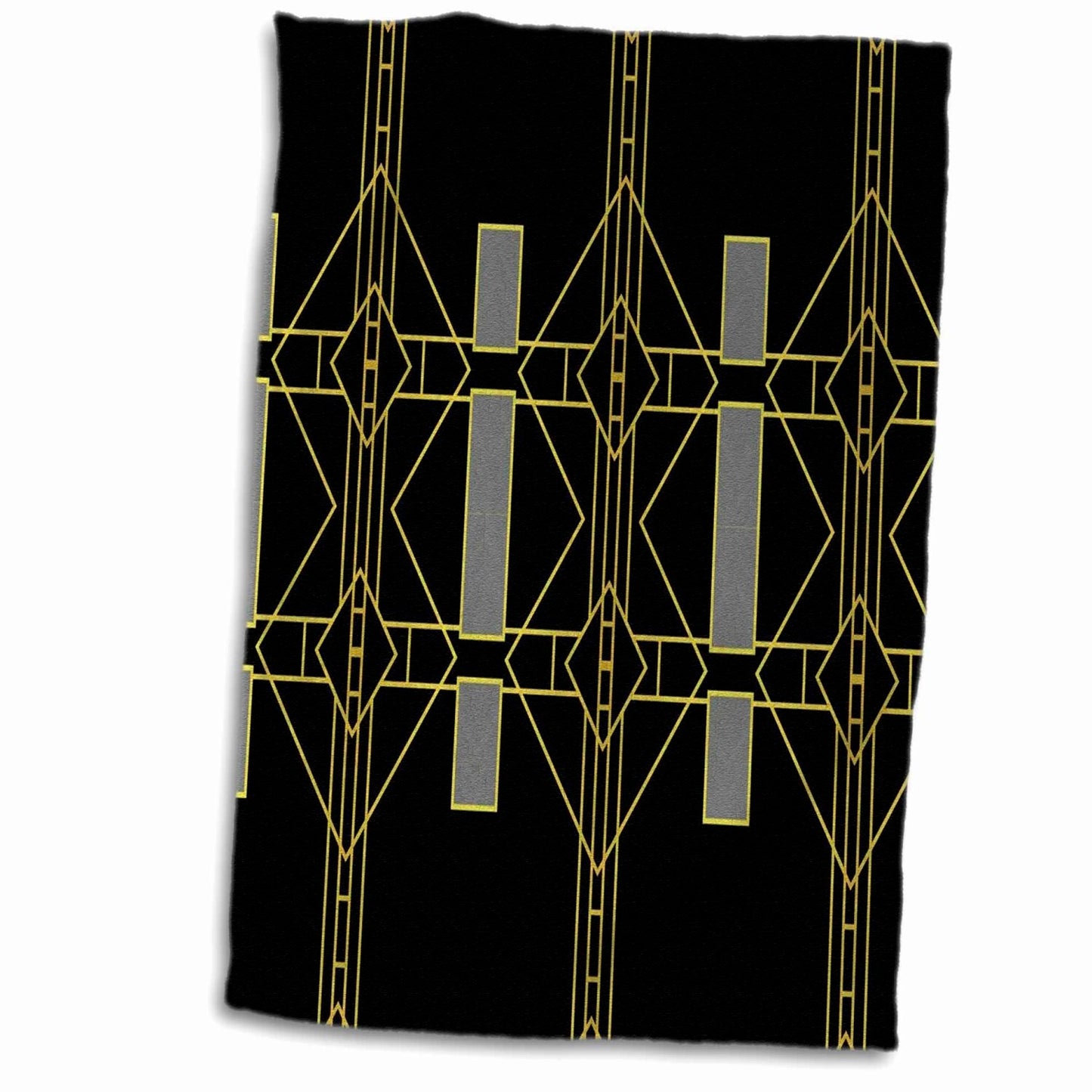 Black Gold Silver Art Deco Towel 15x22