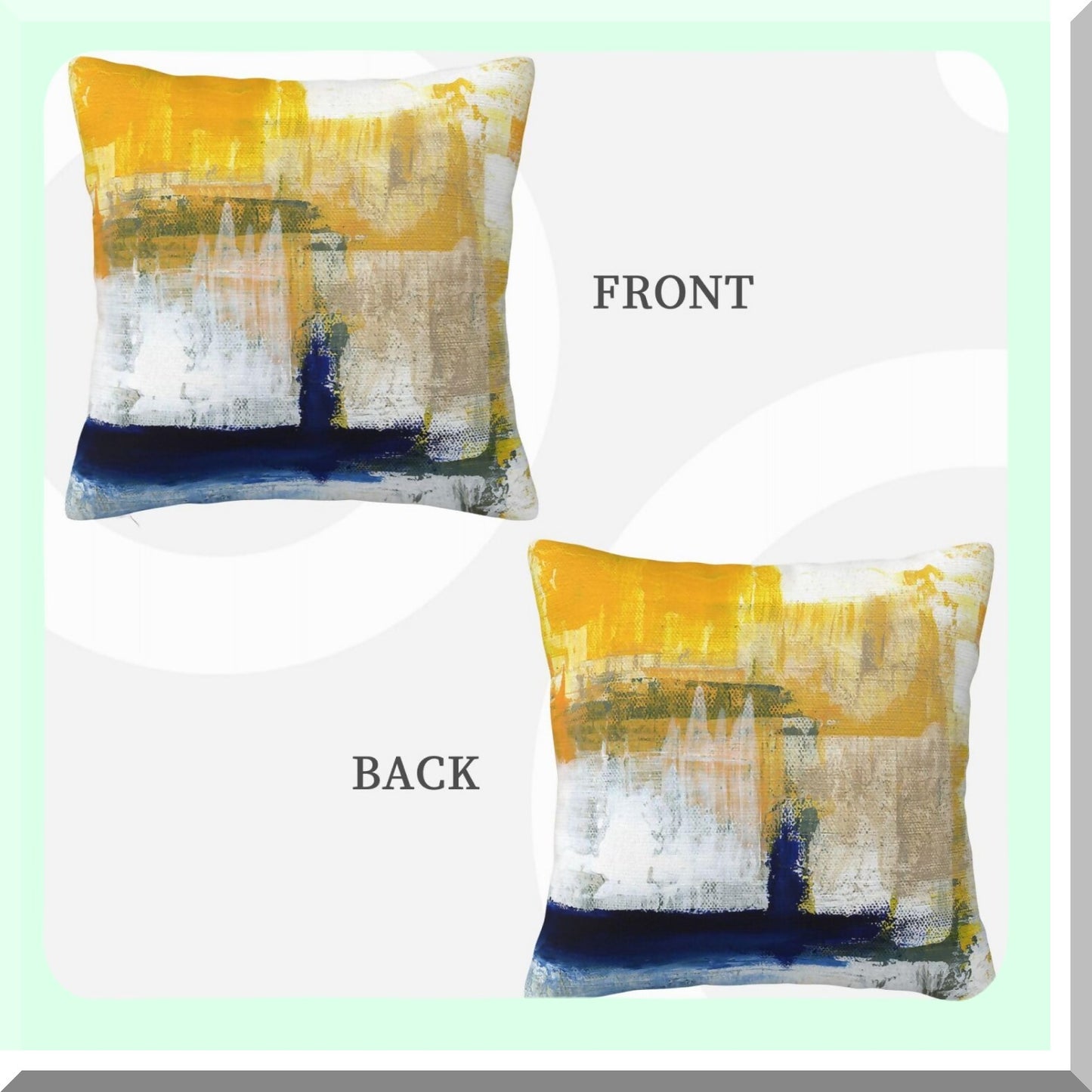 Blue Yellow Abstract Art Decorative Pillow Covers - Soft Square Cushion for Living Room Sofa Bedroom Farmhouse Home Decor 16"X16"