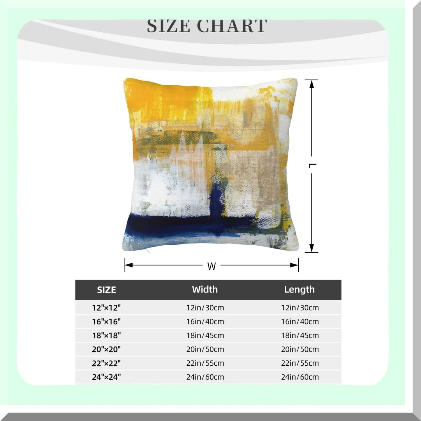 Blue Yellow Abstract Art Decorative Pillow Covers - Soft Square Cushion for Living Room Sofa Bedroom Farmhouse Home Decor 16"X16"