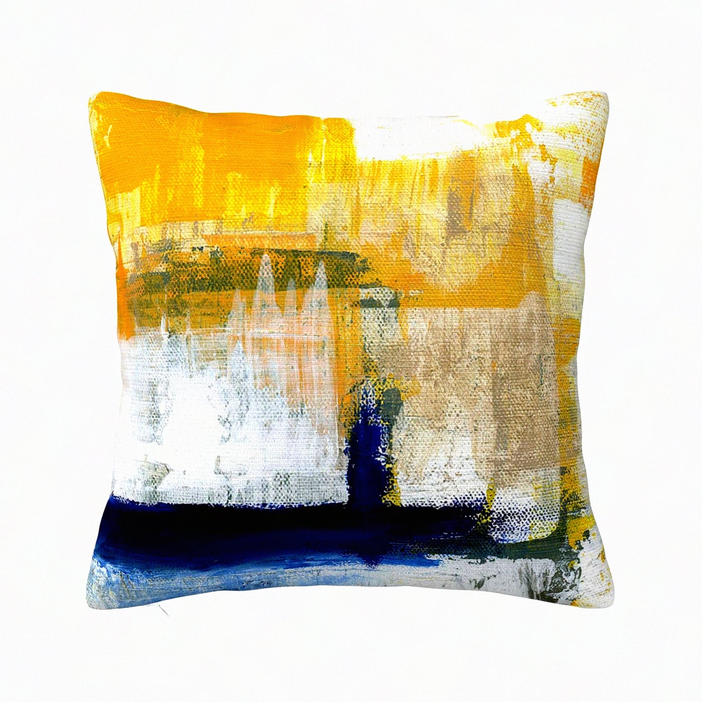 Blue Yellow Abstract Art Decorative Pillow Covers - Soft Square Cushion for Living Room Sofa Bedroom Farmhouse Home Decor 16"X16"