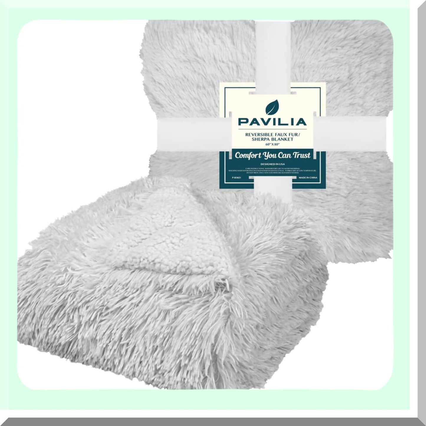 UltraSoft Sherpa Fleece Throw - Light Grey, Shaggy Furry Plush Blanket for Bed, Sofa, Couch - Warm, Comfy, Decorative, Thick and Fluffy - 60x80 Inches