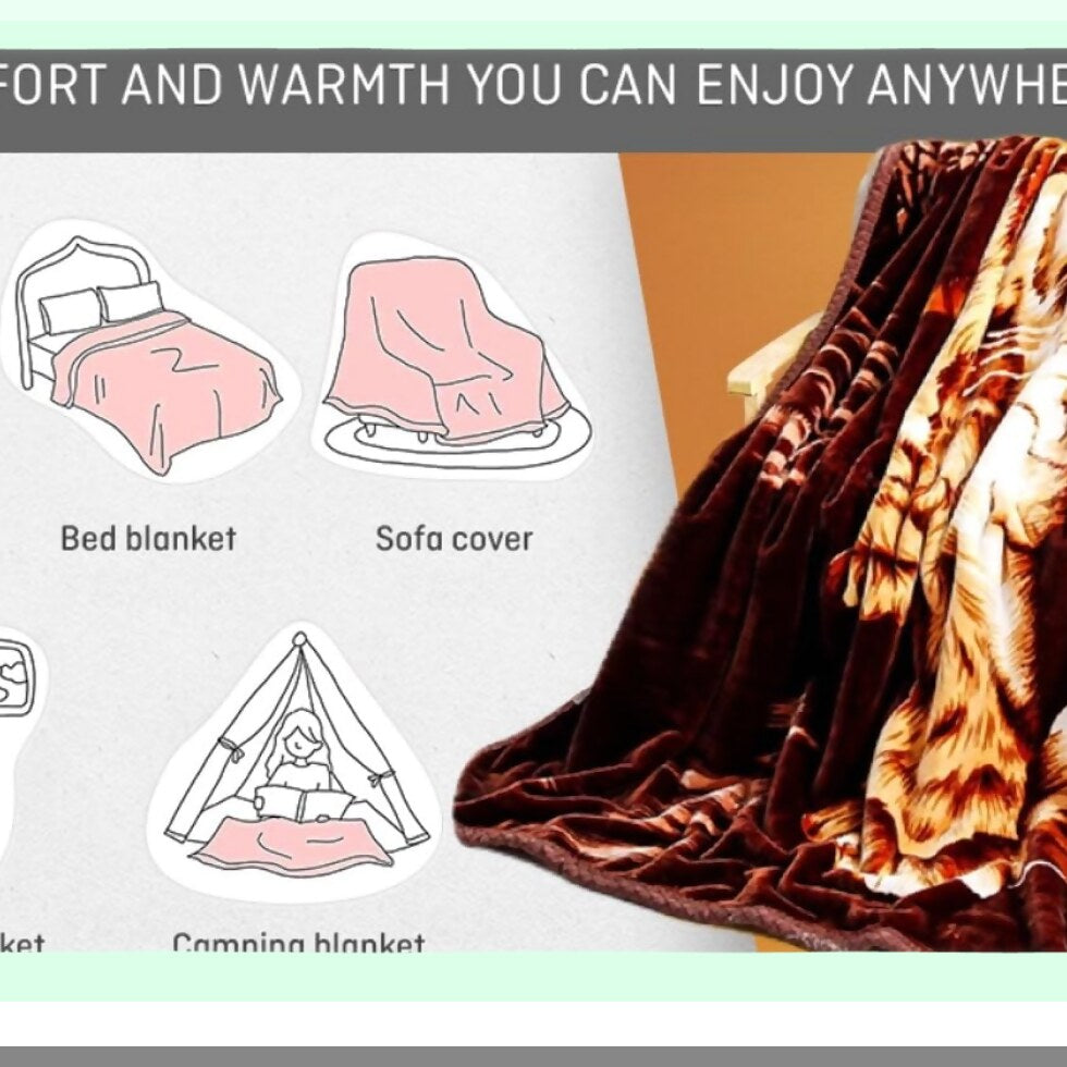 Wild Tiger Plush Blanket - Heavy, Thick & Soft Fleece for Cozy Winter Comfort, Queen Size 79" x 95""