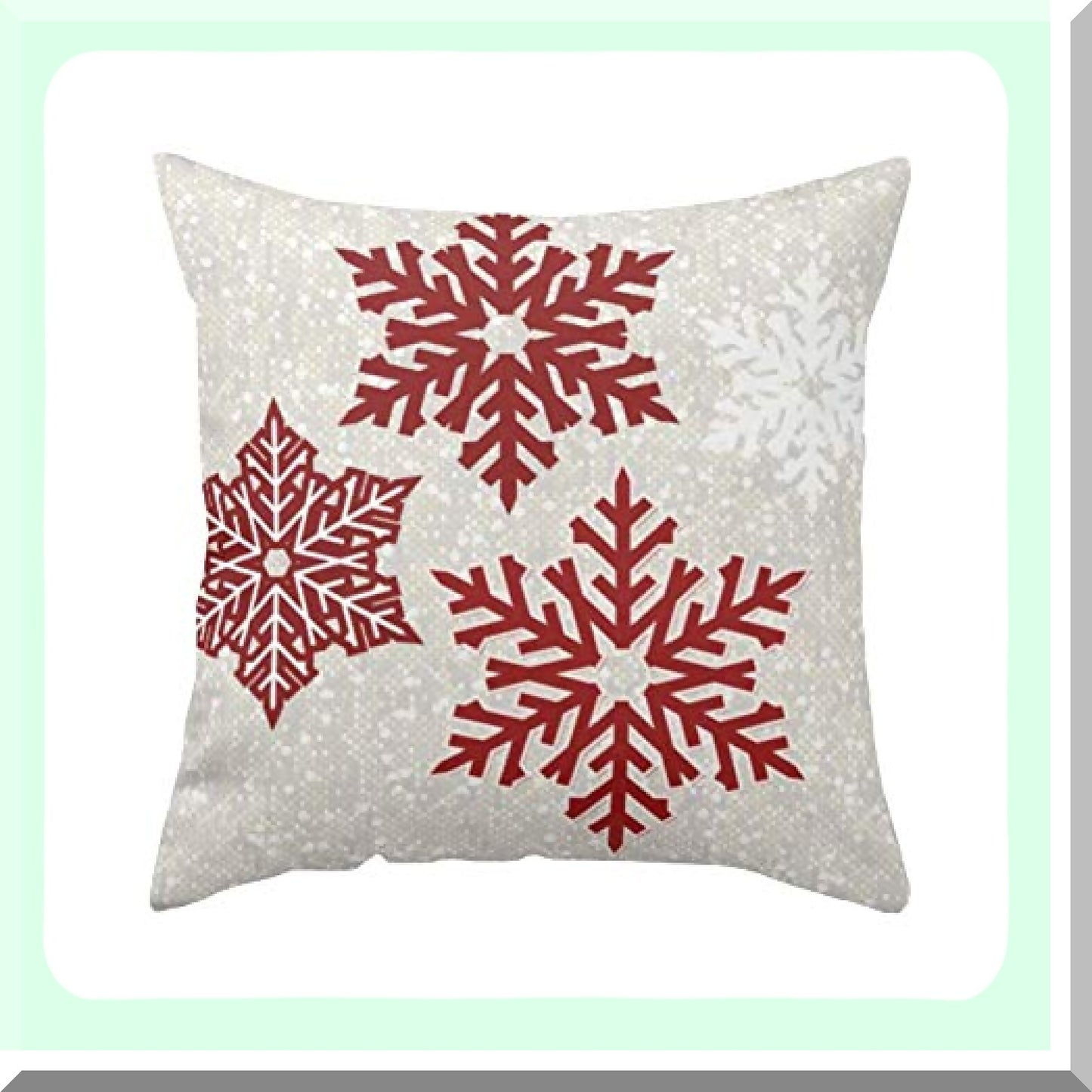 Snowflake Red Xmas Decor Pillowcase - Festive Square Cushion Cover for Home Decor - Merry Throw Pillow