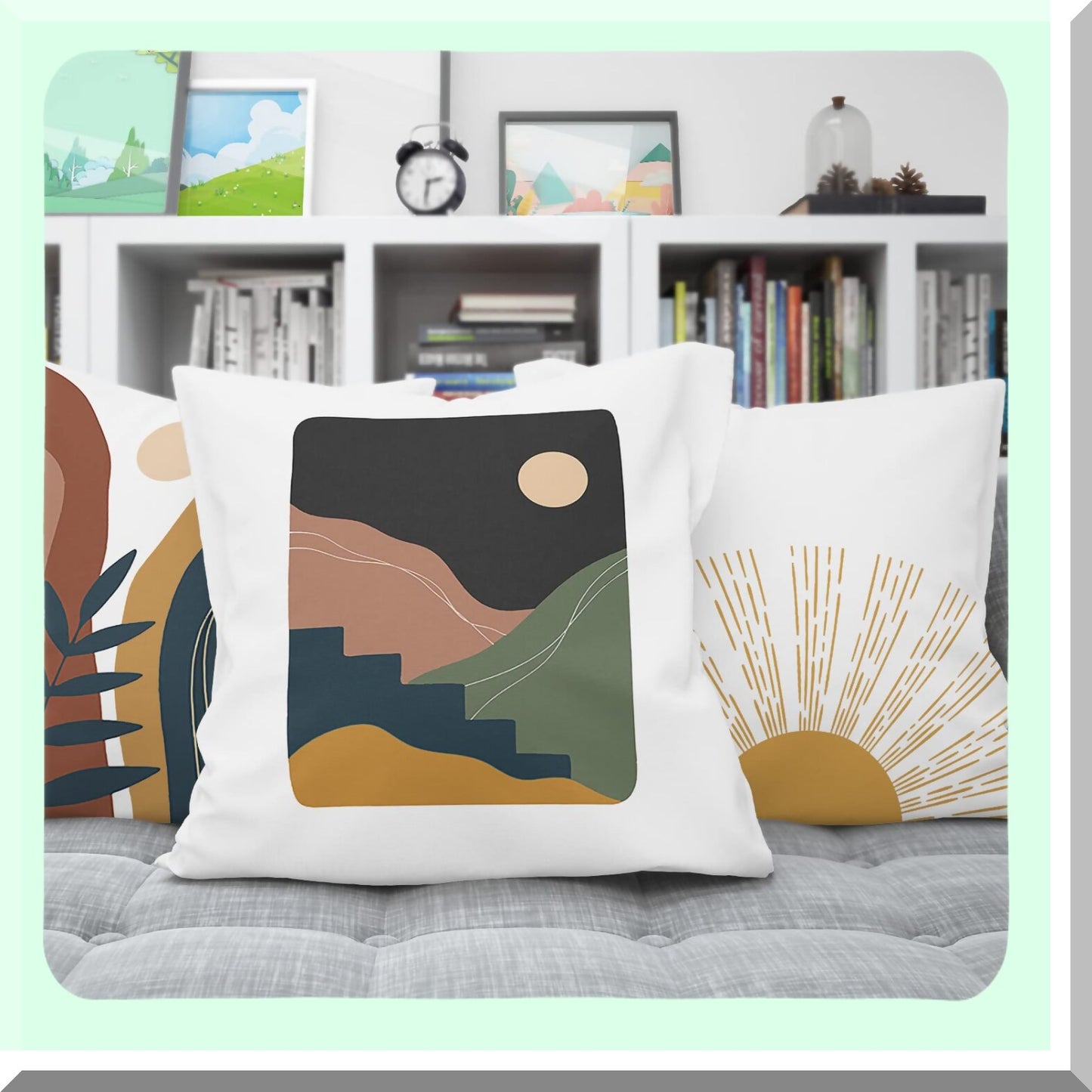 Sunset Leaves Boho Pillow Covers Set - 20x20 Decorative Throw Cushion Cover for Couch & Sofa Bed - Minimalist Nordic Home Decor - Modern Living Room Accent
