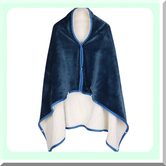 CozyWrap Warmth: Ultra-Soft Coral Throw Blanket Shawl for Home, Office, Travel - Perfect for TV, Couch, Sofa, Chair - Adult Poncho with Buttons