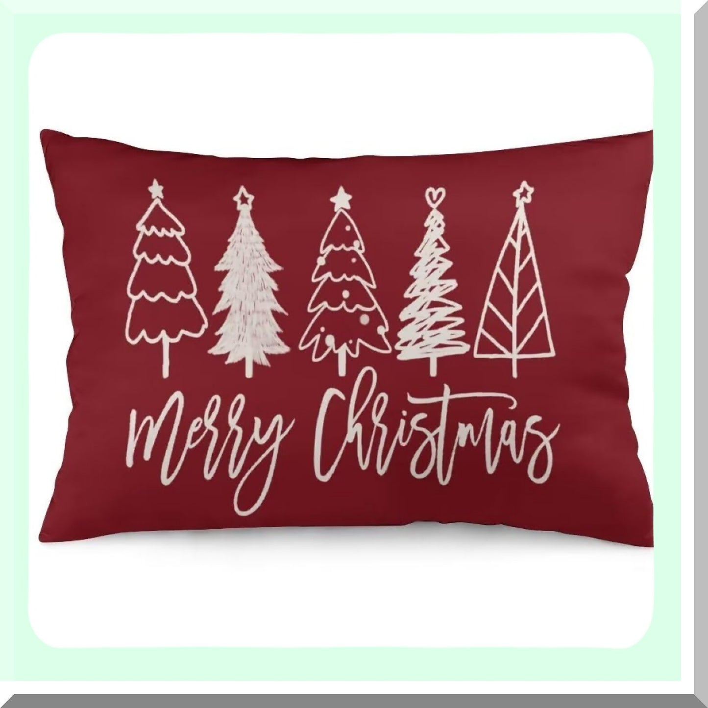 Winter Wonderland Tree Pillowcase Set - Festive Holiday Decorative Cushion Covers for Queen Size Pillows - Red Zippered Lumbar & Standard Cases for Couch and Sofa - 20"x30" Dimensions