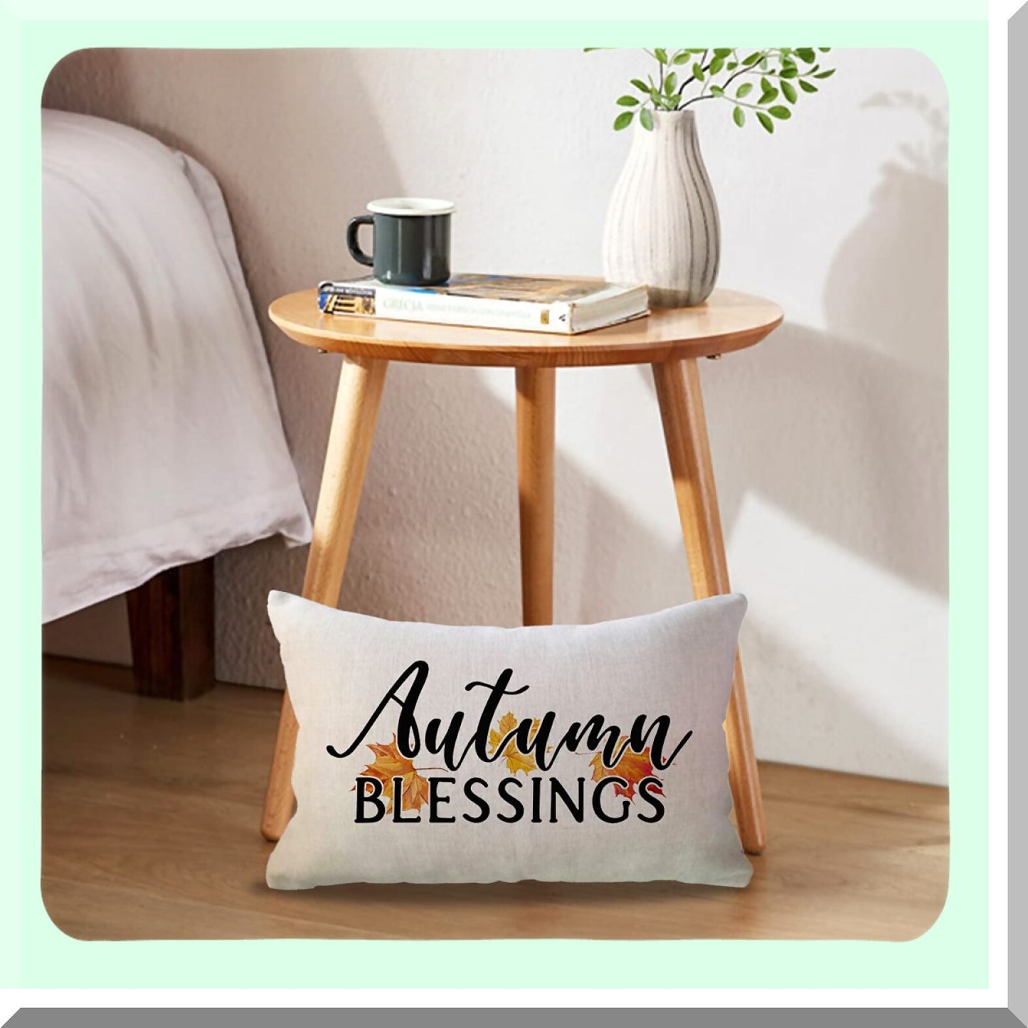 Maple Harvest Blessings Pillow Covers - Set of 2 Autumn Fall Farmhouse Decorative Rectangular/Lumbar Case 1220, Thanksgiving Gift