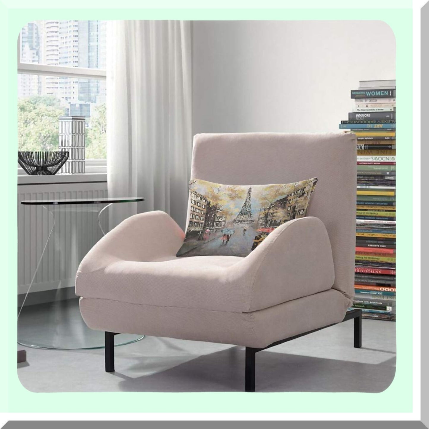 Autumn Lovers Kiss Eiffel Tower Pillow Cover - Paris Street Painting Decorative Cushion Case for Bed Sofa - 12x20 Inch Cotton Linen Throw Pillow Cover