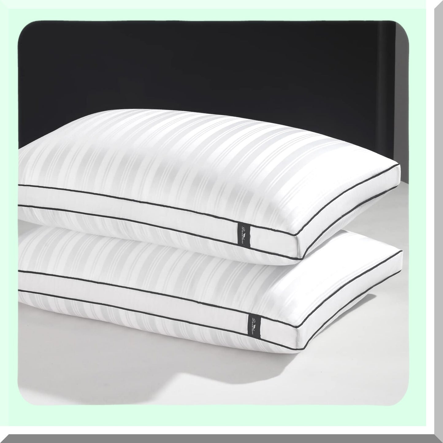 Luxury Bamboo Down Pillows - Set of 2 | Gusseted Goose Down Bed Pillows for Sleeping | Hypoallergenic Rayon Pillowcases | 18"x34"x2" Size