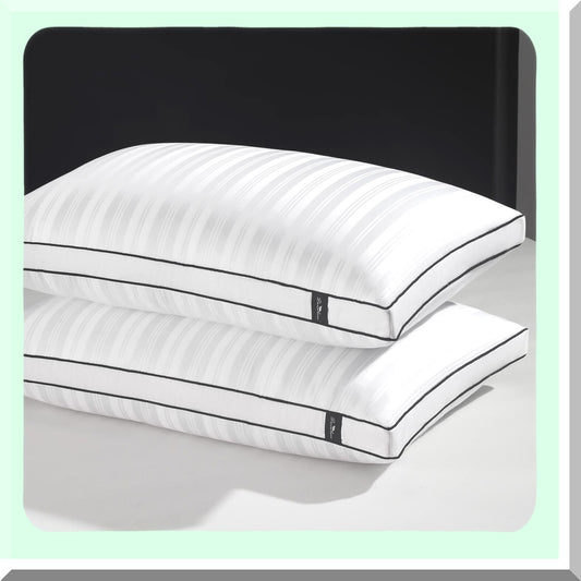 Luxury Bamboo Down Pillows - Set of 2 | Gusseted Goose Down Bed Pillows for Sleeping | Hypoallergenic Rayon Pillowcases | 18"x34"x2" Size