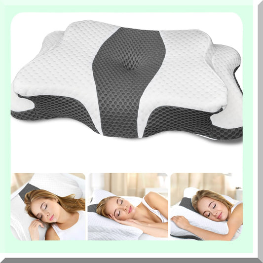 OrthoRelax CerviFoam Neck Pillow - Pain Relief & Support for Neck & Shoulder - Hollow Memory Foam Design - Ergonomic Contour Bed Pillow for Side, Back, Stomach Sleeper