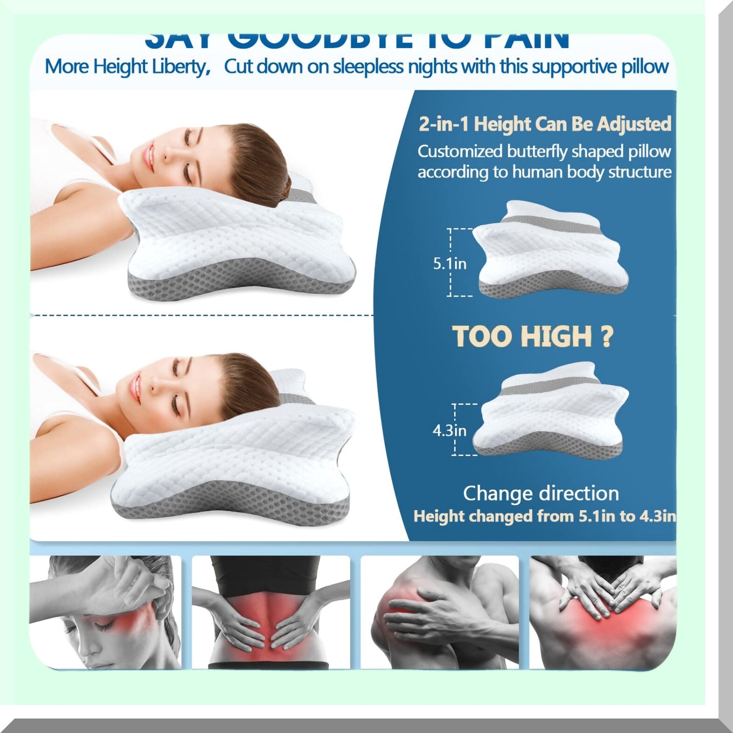 OrthoRelax CerviFoam Neck Pillow - Pain Relief & Support for Neck & Shoulder - Hollow Memory Foam Design - Ergonomic Contour Bed Pillow for Side, Back, Stomach Sleeper