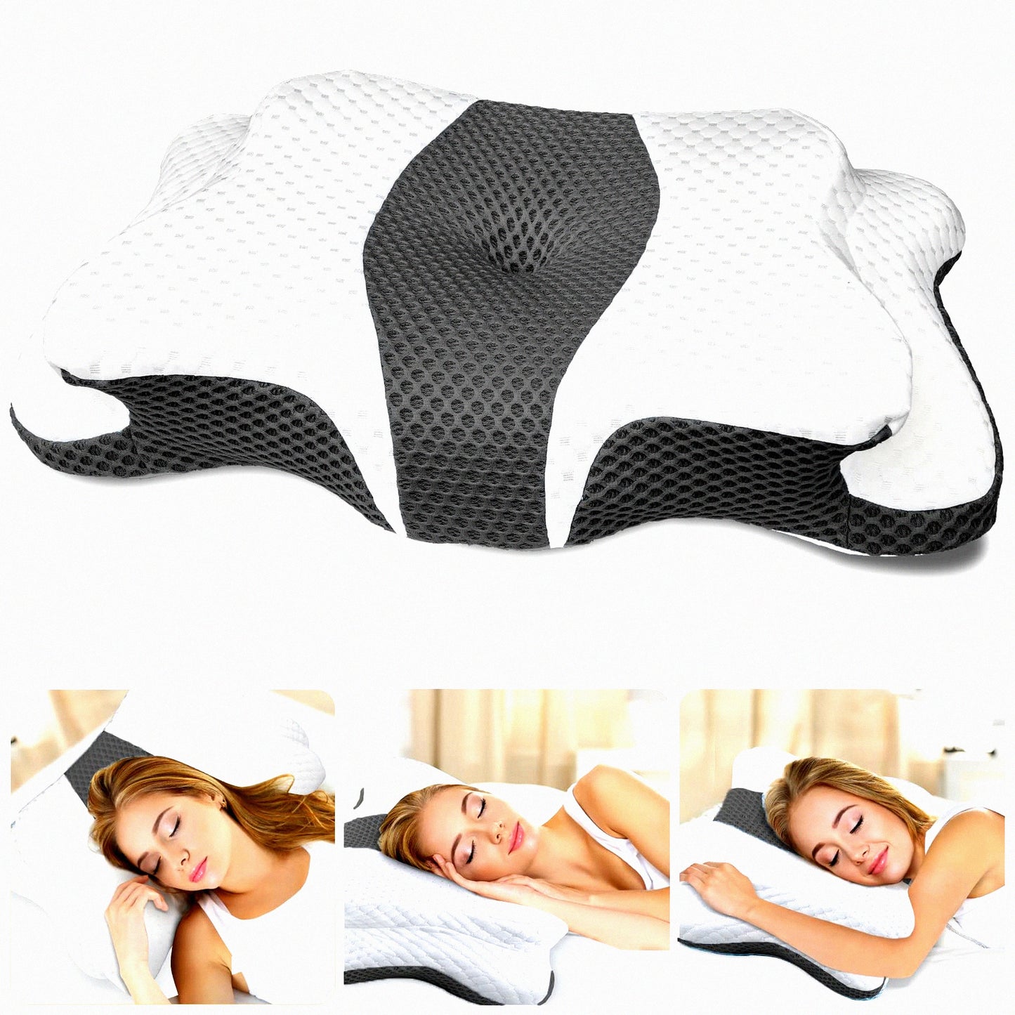 OrthoRelax CerviFoam Neck Pillow - Pain Relief & Support for Neck & Shoulder - Hollow Memory Foam Design - Ergonomic Contour Bed Pillow for Side, Back, Stomach Sleeper