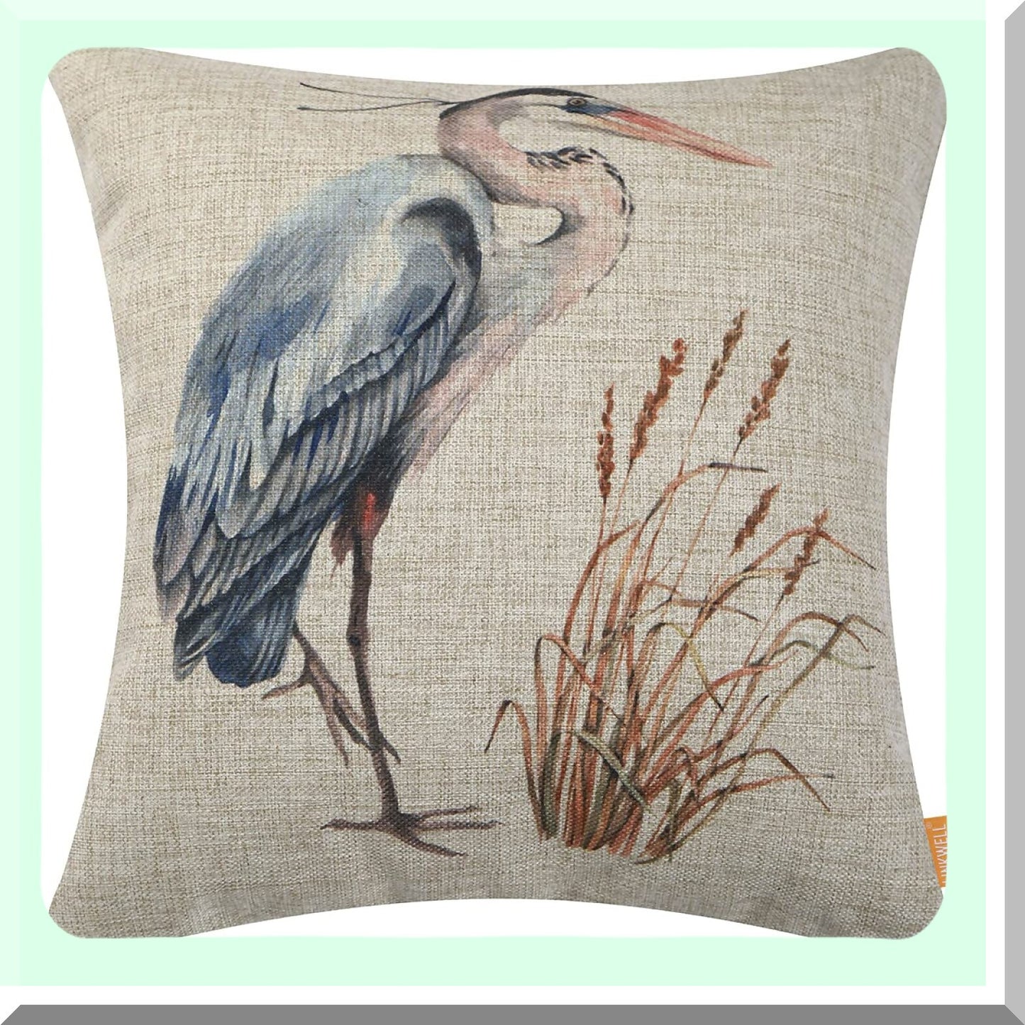Vintage Bird Pillowcase Set - Farmhouse Decorative Cushion Covers 18x18 for Spring Sofa Couch - Retro Heron Throw Pillow Case CC1840