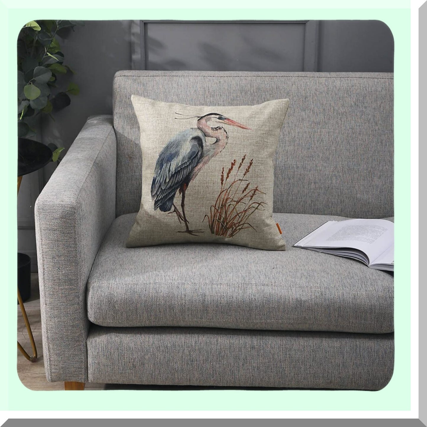 Vintage Bird Pillowcase Set - Farmhouse Decorative Cushion Covers 18x18 for Spring Sofa Couch - Retro Heron Throw Pillow Case CC1840