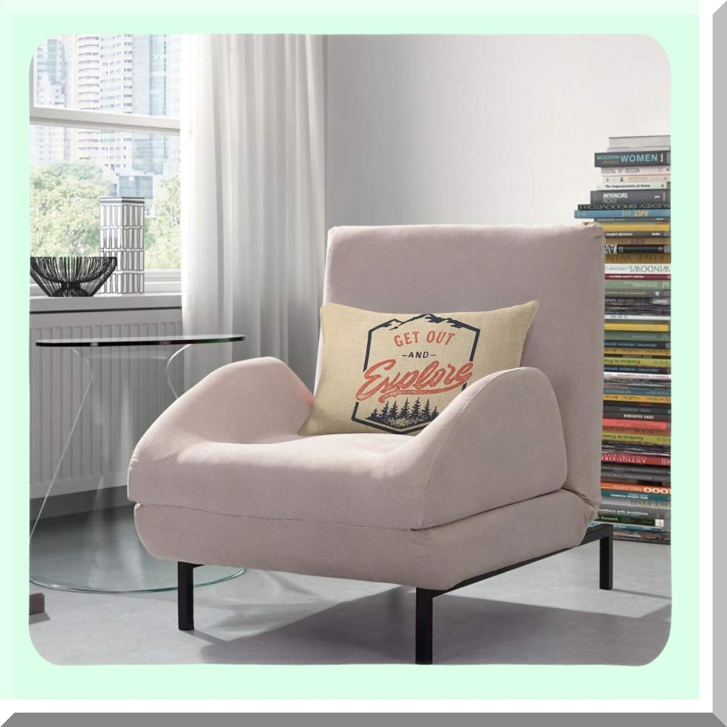 Adventure Explorer Tree Pillow Cover - Vintage Camping Decorative Cushion Case 12x20 Inch Red Brown - Home Sofa Bed Rectangle Linen Cotton