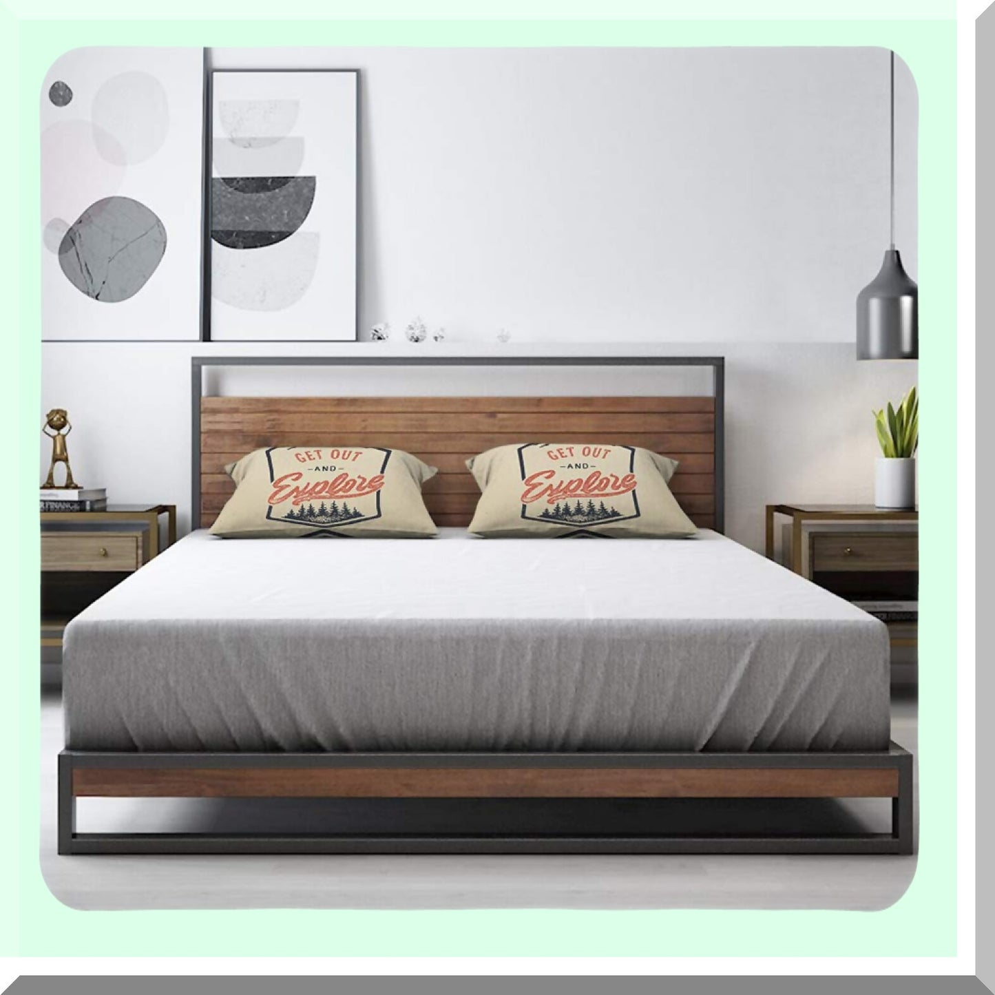 Adventure Explorer Tree Pillow Cover - Vintage Camping Decorative Cushion Case 12x20 Inch Red Brown - Home Sofa Bed Rectangle Linen Cotton