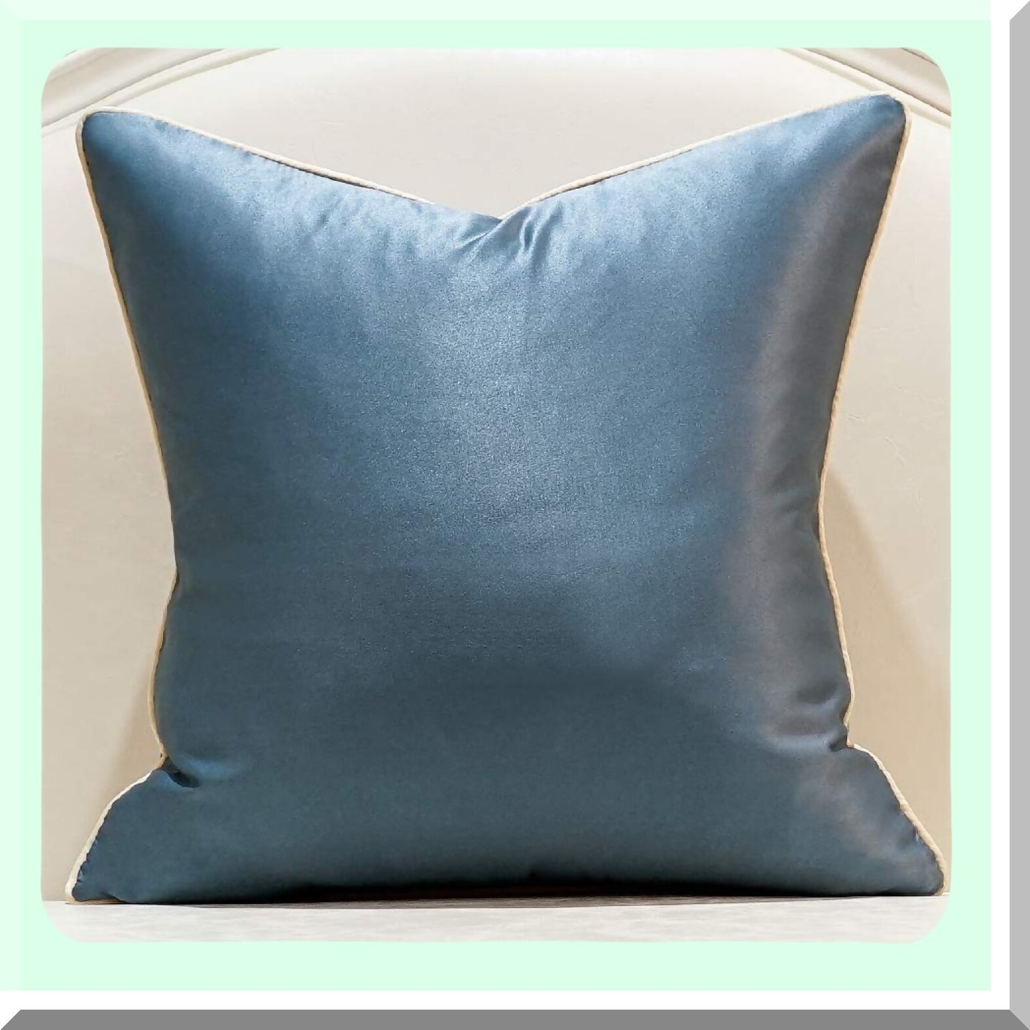 Luxury Peacock Feather Cushion Covers - Light Blue Silver Throw Pillow Cases for Home Decor - 20x20 Inches - Couch Sofa Living Room Bedroom Cars