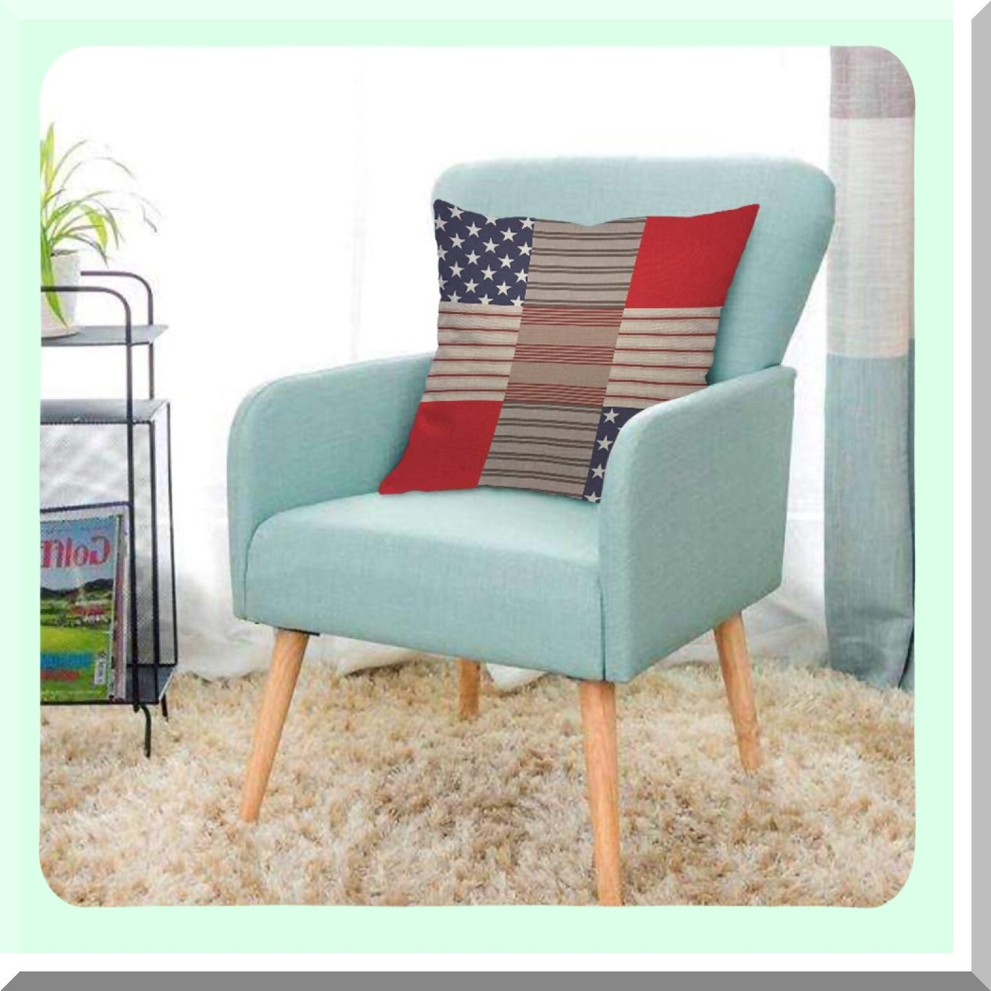 Patriotic Patchwork Stars & Stripes Pillow Cover - 18x18 Inch Decorative Cushion Case for Home Couch Bed - Men Women Boy Girl Room Decor