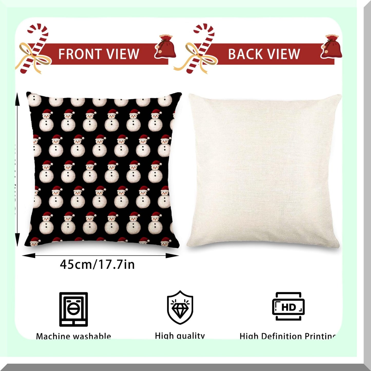 Winter Wonderland Pillow Covers - Set of 4, 18x18in Buffalo Plaid Snowman Throw Pillow Cases for Farmhouse Decor, Couch & Outdoor Home Decorations
