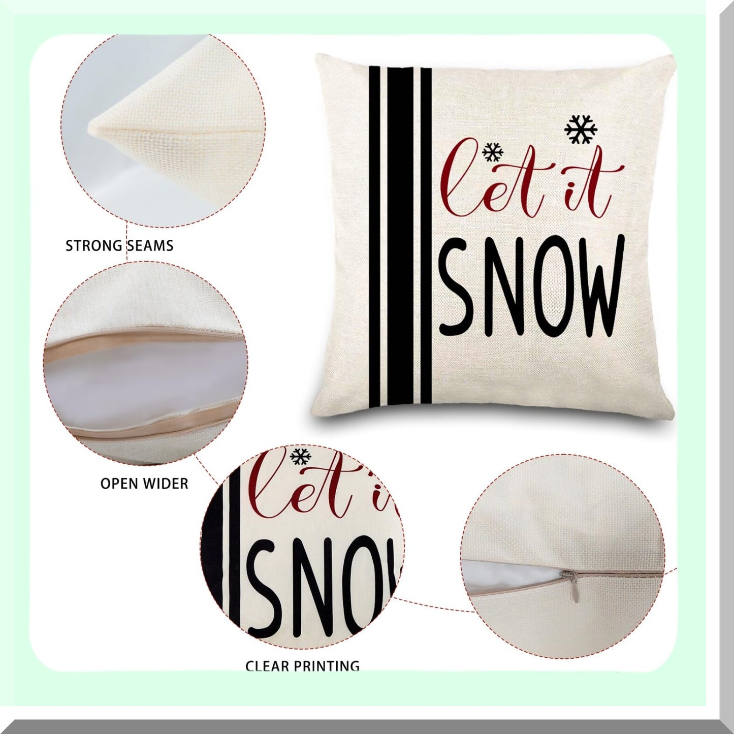 Winter Wonderland Pillow Covers - Set of 4, 18x18in Buffalo Plaid Snowman Throw Pillow Cases for Farmhouse Decor, Couch & Outdoor Home Decorations