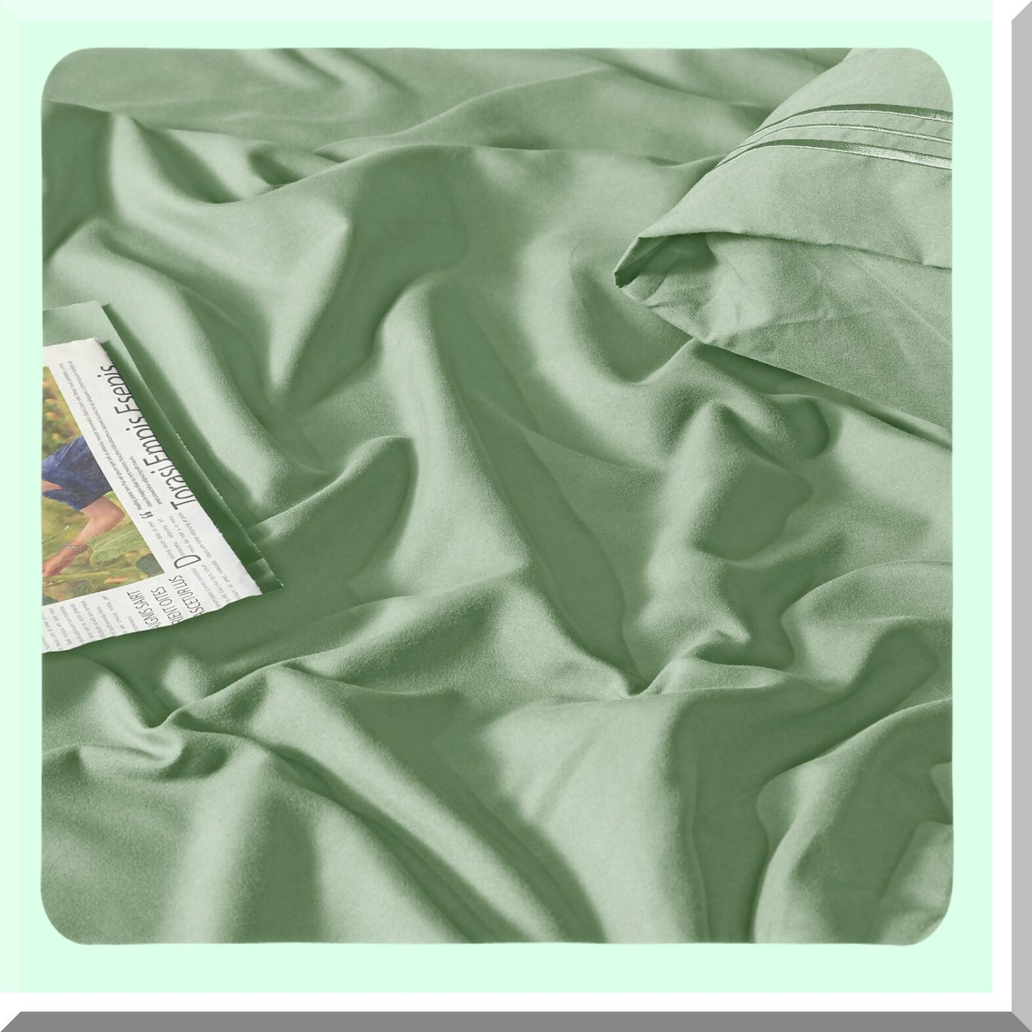 Sage Green Ultra Deep Pocket Queen Sheets Set - Hotel Luxury Microfiber Bedding with 1800 Thread Count - 6 Piece Soft Bed Set for 18-24 Inch Mattresses