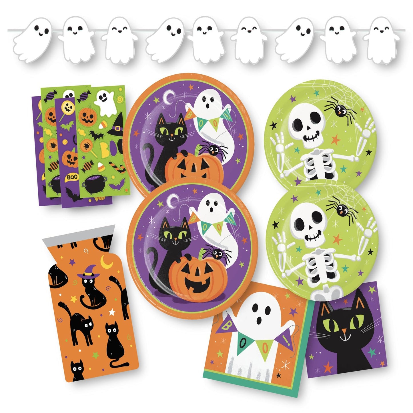 Party Pals Pack - Kids Party Supplies Set with Plates, Napkins, Stickers, Banner, and Favor Bags - 93 Piece Party Kit for Fun Celebrations