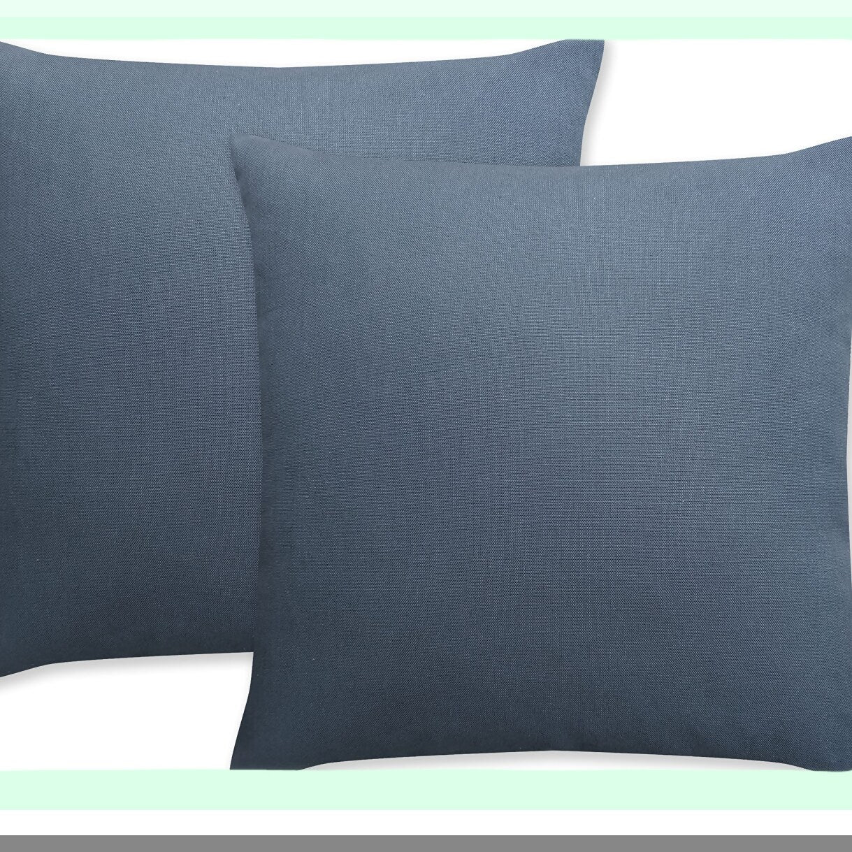 Luxury Cotton Throw Pillow Covers - Set of 2 Bluish Grey Decorative Cushion Cases - 20x20 Inch - Soft & Durable Fabric - No Insert Needed