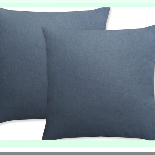 Luxury Cotton Throw Pillow Covers - Set of 2 Bluish Grey Decorative Cushion Cases - 20x20 Inch - Soft & Durable Fabric - No Insert Needed