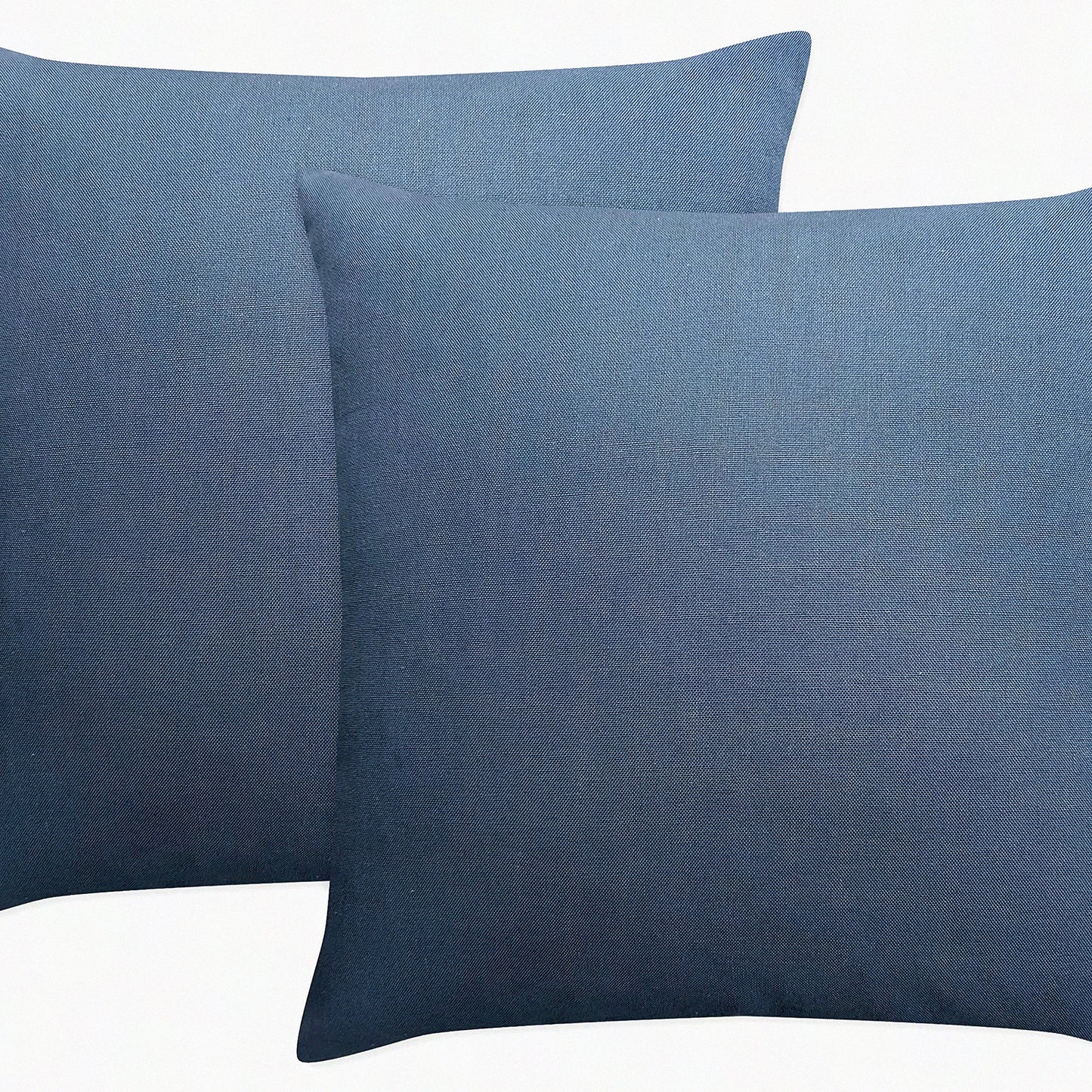 Luxury Cotton Throw Pillow Covers - Set of 2 Bluish Grey Decorative Cushion Cases - 20x20 Inch - Soft & Durable Fabric - No Insert Needed