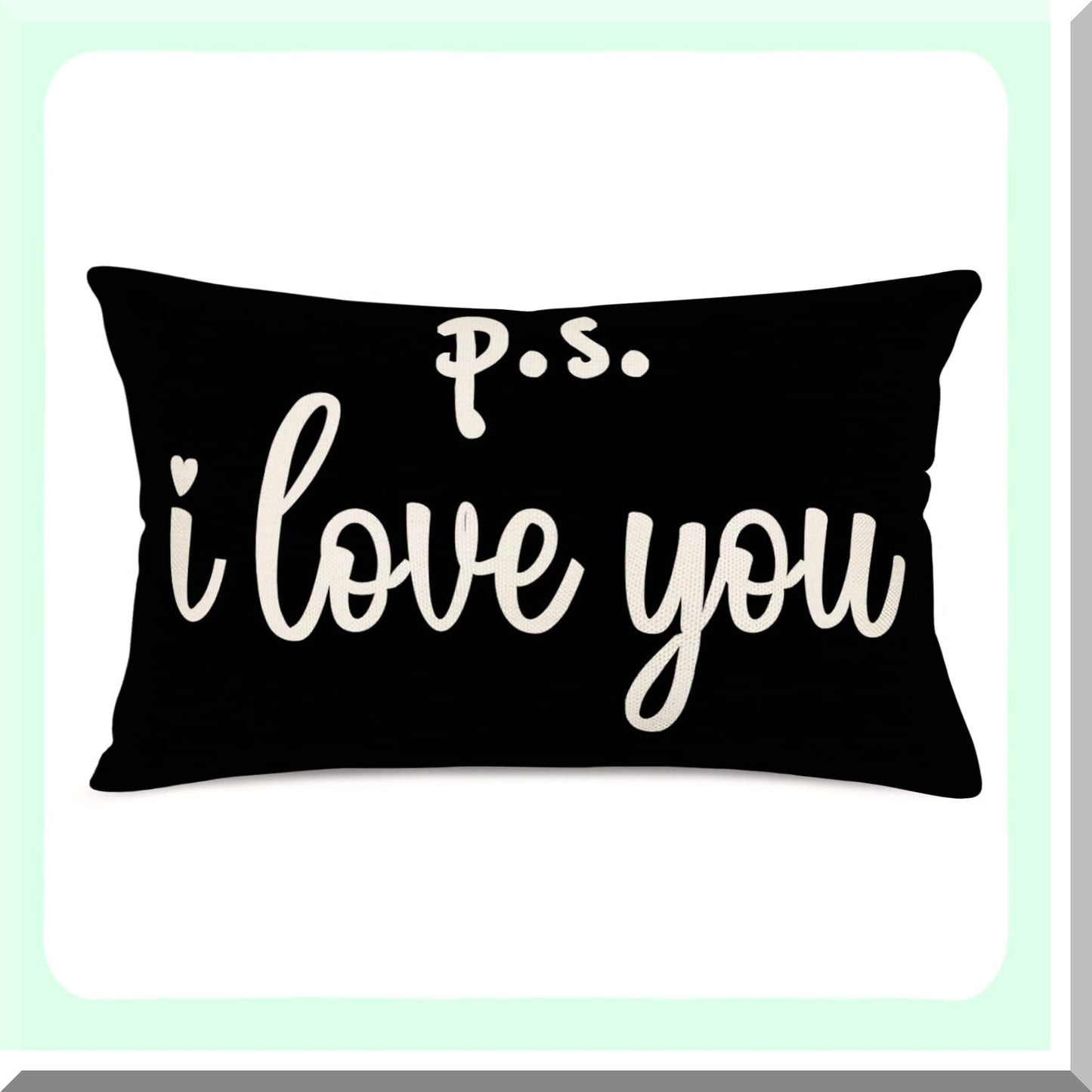 Sweet Love Words Decorative Pillow Cover - Black & White Cotton Linen Cushion Case for Sofa Couch - 12x20 Inches - Home Decor
