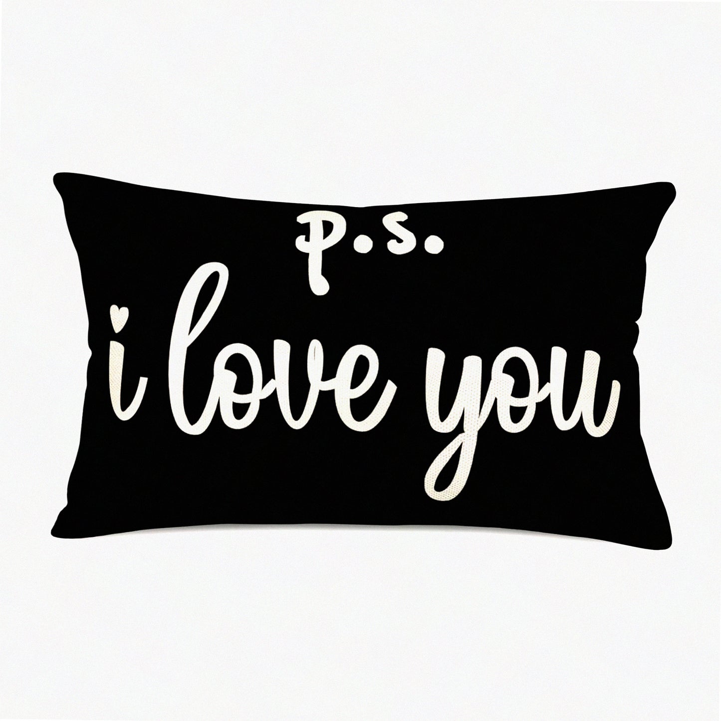 Sweet Love Words Decorative Pillow Cover - Black & White Cotton Linen Cushion Case for Sofa Couch - 12x20 Inches - Home Decor