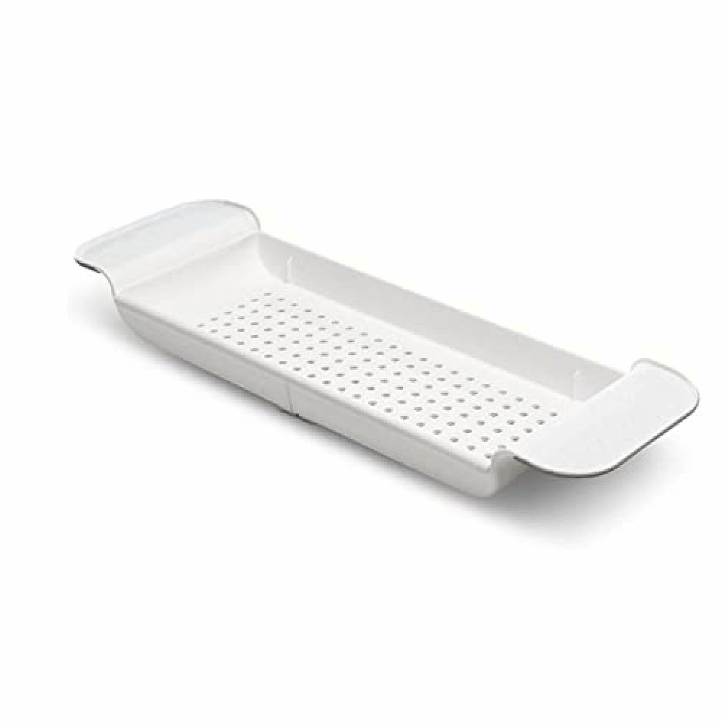 Expandable White Plastic Bath Shelf for Bathtubs