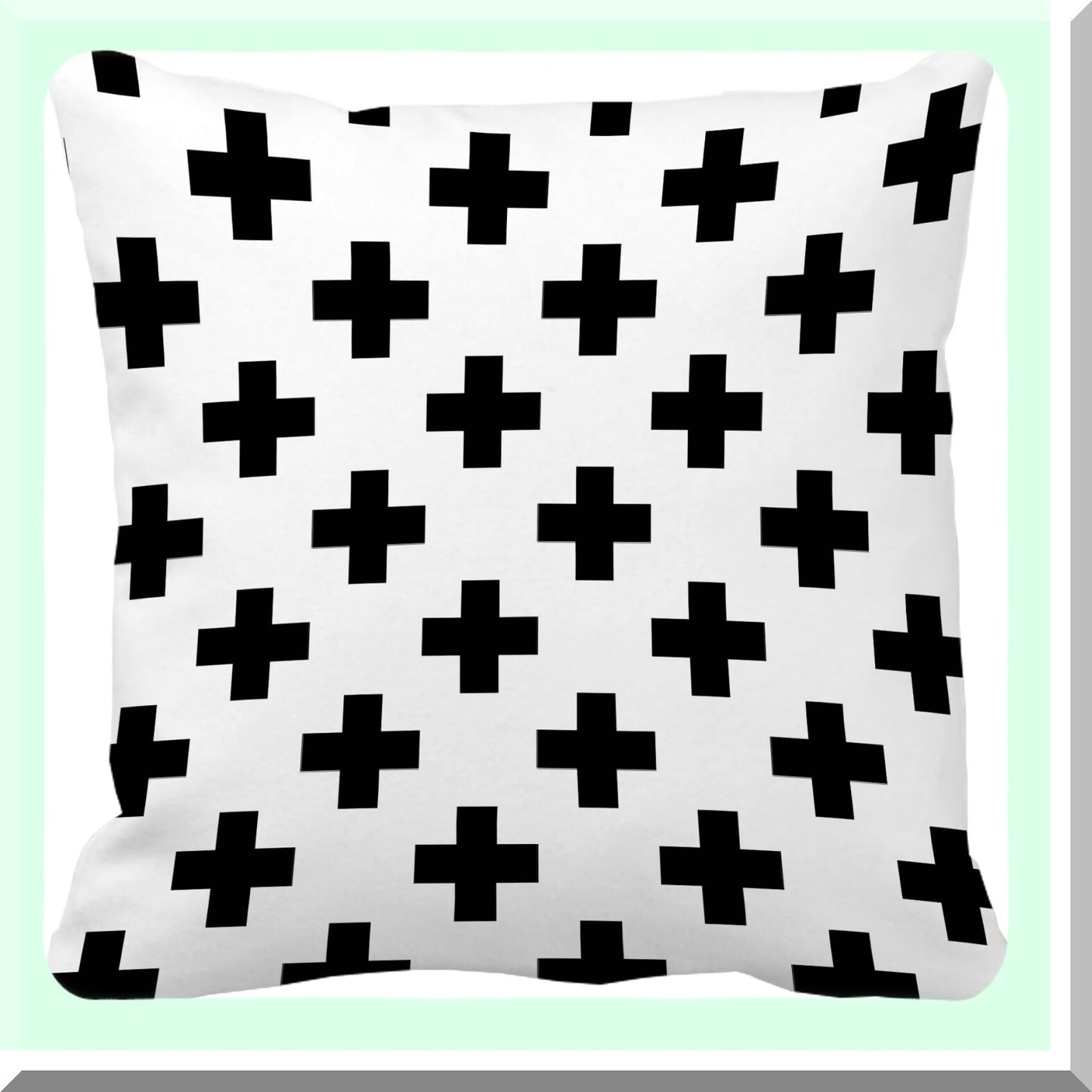 Geometric Swiss Cross Decor Pillowcase - 18x18 Inch Black White Cushion Cover for Home Room Bed Couch. Spring Summer Fall Winter Decor Gift. Soft Throw Pillow Case.