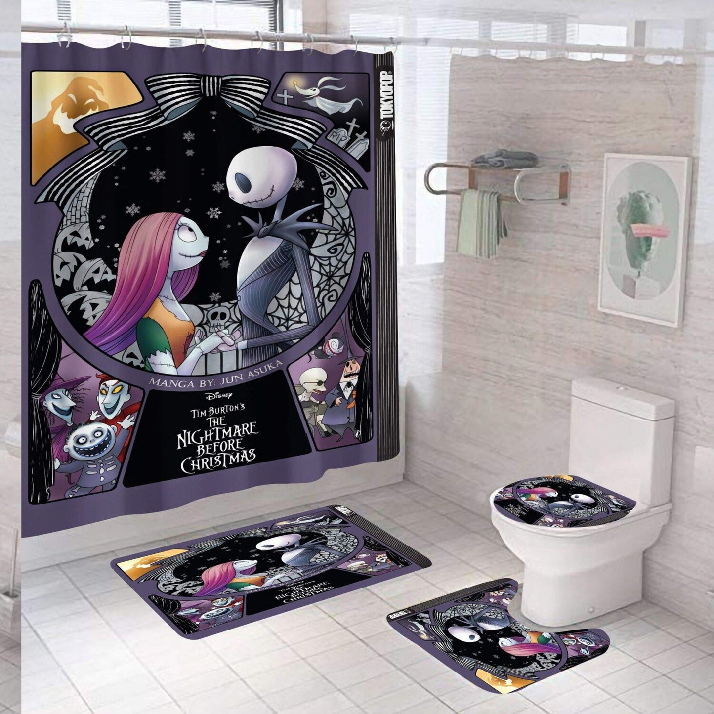 Nightmare Before Zombie Bride Jack Shower Curtain Set 4Pcs