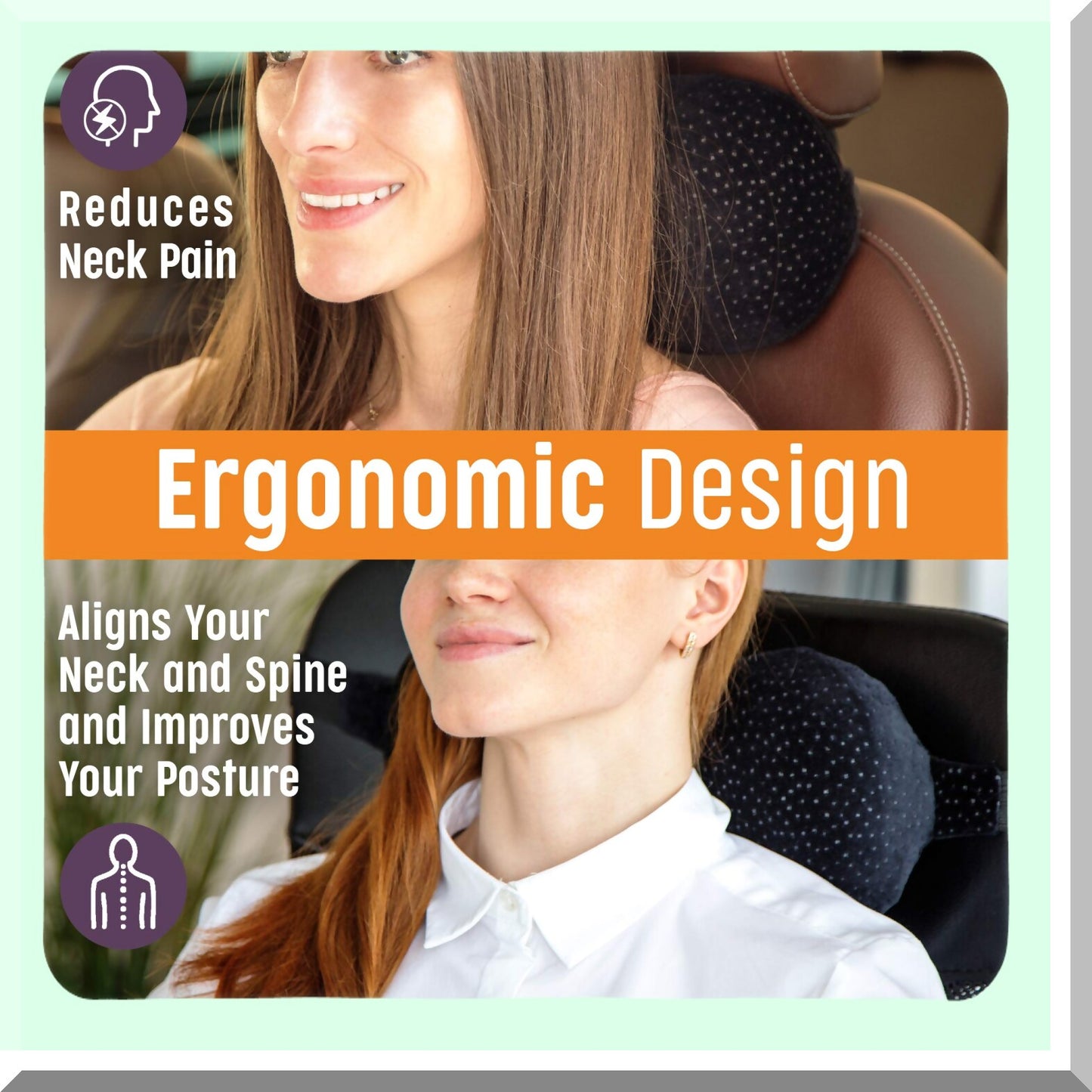 MemoryMax Travel Neck Pillow - Comfortable Memory Foam Headrest with Portable Bag, Machine Washable Plush Cover & Extension Strap for Driving & Travel