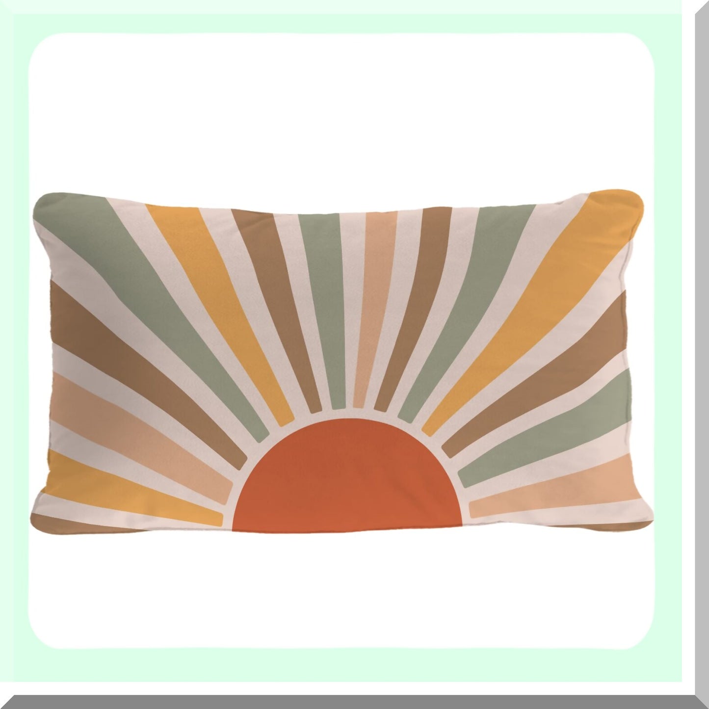 Sunrise Boho Abstract Throw Pillow Cover - Retro Sunset Decor for Girls Bedroom, Soft Pillow Case 12x20 Inch - Sunshine Room Decoration