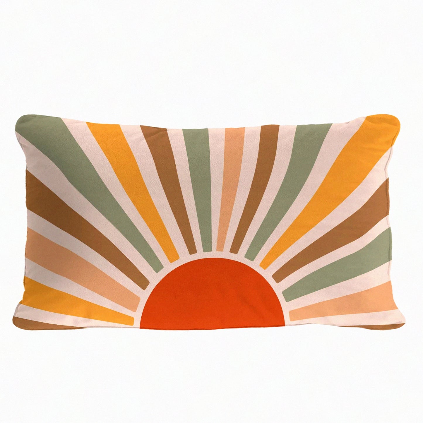 Sunrise Boho Abstract Throw Pillow Cover - Retro Sunset Decor for Girls Bedroom, Soft Pillow Case 12x20 Inch - Sunshine Room Decoration