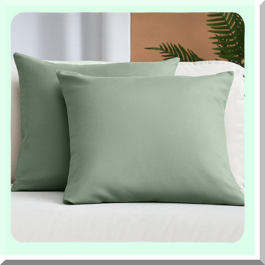 Sage Green Microfiber Pillow Covers - Set of 2 Decorative 18x18 Couch Pillow Cases for Sofa and Home Decor - Lightweight & Comfortable Brushed Fabric