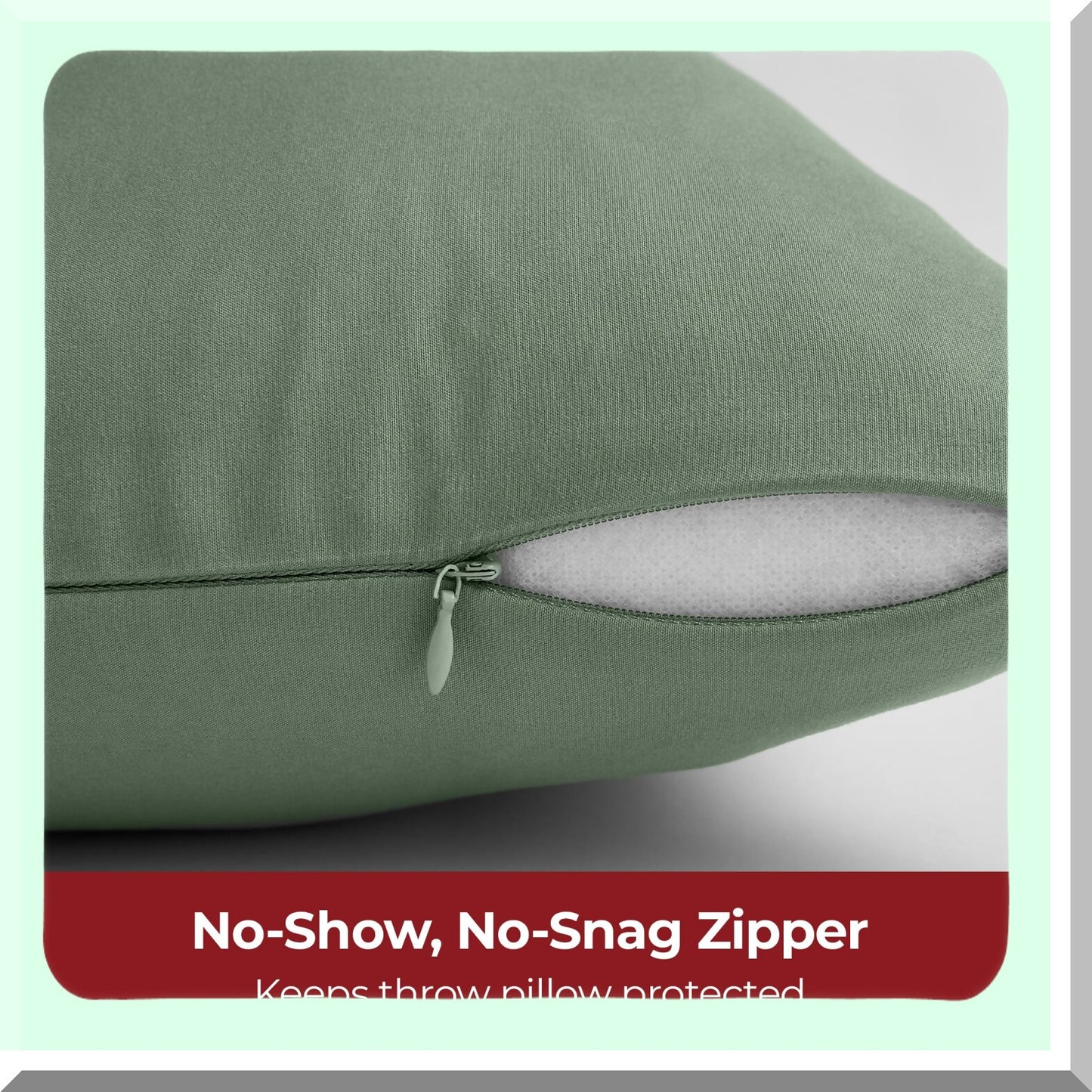 Sage Green Microfiber Pillow Covers - Set of 2 Decorative 18x18 Couch Pillow Cases for Sofa and Home Decor - Lightweight & Comfortable Brushed Fabric