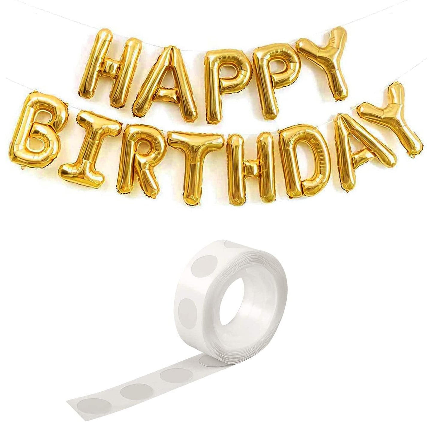 Happy Birthday Gold F Balloons Banner - 16 Inch Mylar Letters Sign - Reusable Balloons for Women, Men, Boys & Girls - Birthday Party Decorations