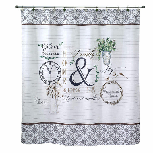 Fabric Shower Curtain 72x72 Waterproof Modern Farmhouse