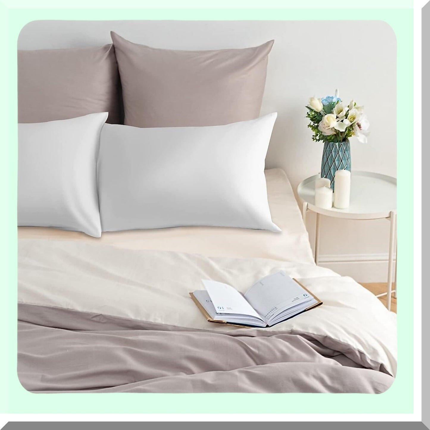 Luxury Percale Cotton Pillowcase - Standard Size, 200 Thread Count, Soft & Smooth, Pre-Washed for Ultimate Comfort & Durability