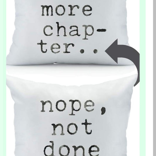 Bookworm Bliss Reversible Throw Pillow Cover - Literary Library Gifts for Book Lovers - Cozy Book Nook Decor - 18x18 Throw Pillow Cover in Black - Just One More Chapter Design